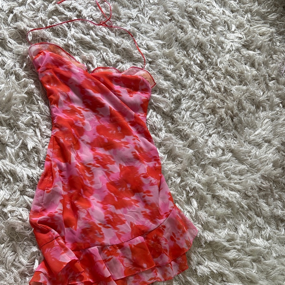 Princess Polly Red and Pink Floral Dress